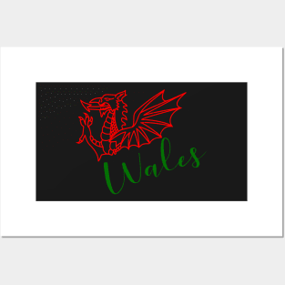 WALES GREEN RED DRAIG GOCH RED DRAGON Posters and Art